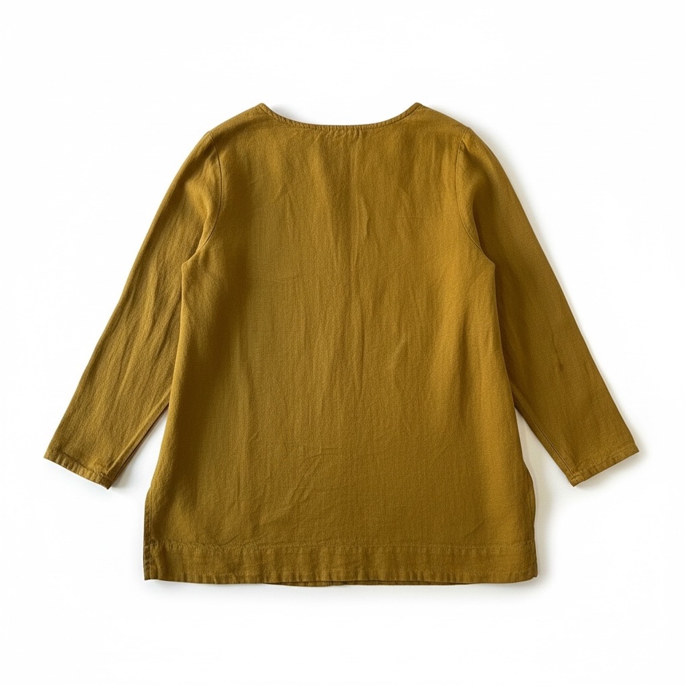 Cut Loose Mustard Linen Hi-Low Tunic Top XS - Picture 6 of 7